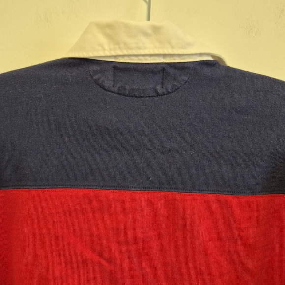 Vtg Polo Ralph Lauren Rugby Shirt Red/Blue Striped Elbow Patches Men's Size S - Picture 10 of 13